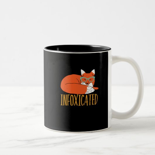 Infoxicated Funny Fox Pun Party Drink en afval Tweekleurige Koffiemok (Rechts)