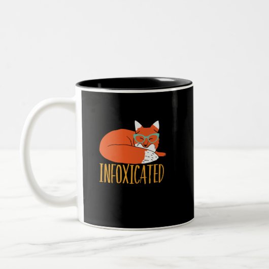 Infoxicated Funny Fox Pun Party Drink en afval Tweekleurige Koffiemok (Links)