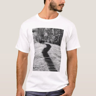 Infrarood van bomen gebouwen en paden in Las T-shirt