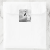 Infrarood, zwart en wit, beker, glas, koffie, vierkante sticker (Tas)