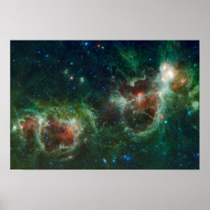 Infraroodmozaïek van de nebulae van Heart en Soul Poster