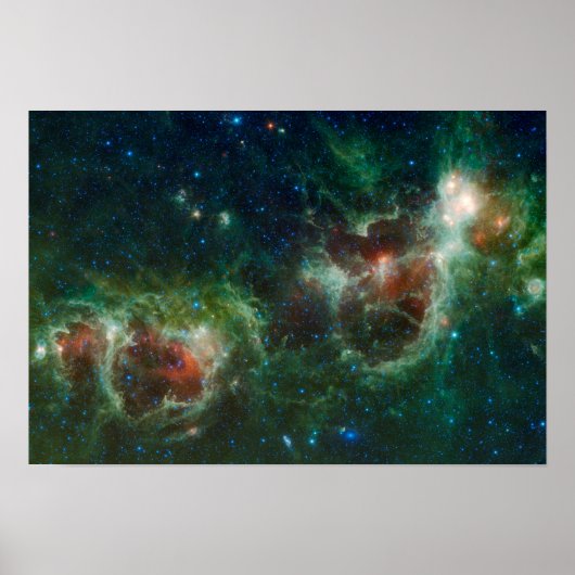 Infraroodmozaïek van de nebulae van Heart en Soul Poster (Voorkant)