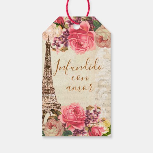Infundido con amor Eiffeltoren Shabby chic Cadeaulabel (Achterkant)