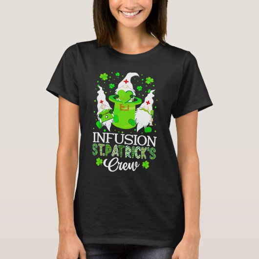 Infusie Gnomes Nurse Crew Leprechaun St Patrick D T-shirt (Voorkant)