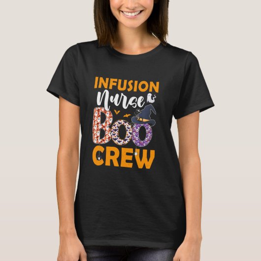 Infusie Verpleegster Boo Crew Spooky Boo Ghost Hal T-shirt (Voorkant)