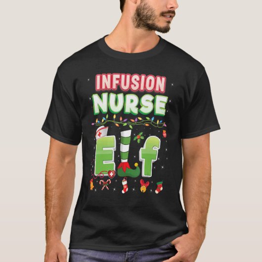 Infusieverpleegster Elf Kerstmis Lichte Sweater Ug T-shirt (Voorkant)