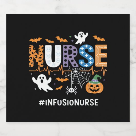 Infuusverpleegkundige stethoscoop Halloween Essen Sparkling Wijnetiket (Enkel label)