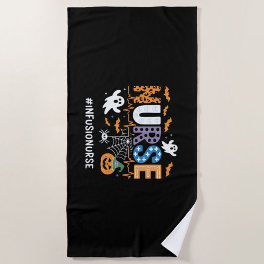 Infuusverpleegkundige stethoscoop Halloween Essen Strandlaken (Voorkant)