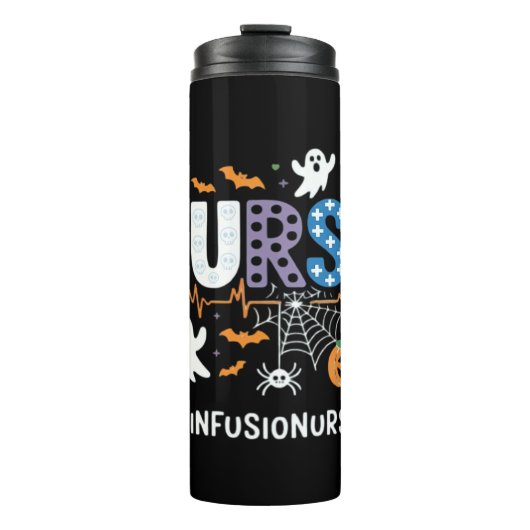 Infuusverpleegkundige stethoscoop Halloween Essen Thermosbeker (Voorkant)