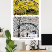 Ingang Burial Hill Plymouth MA collage Poster (Thuiskantoor)