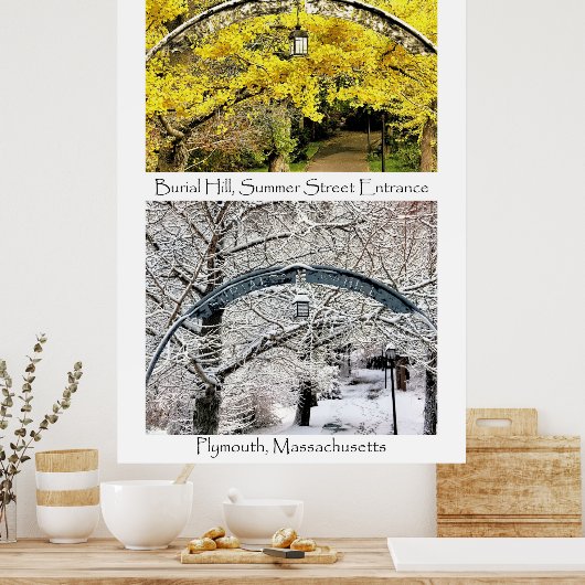 Ingang Burial Hill Plymouth MA collage Poster (Keuken)