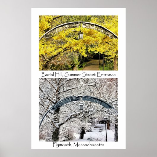 Ingang Burial Hill Plymouth MA collage Poster (Voorkant)