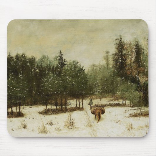 Ingang in het bos in de winter muismat (Voorkant)