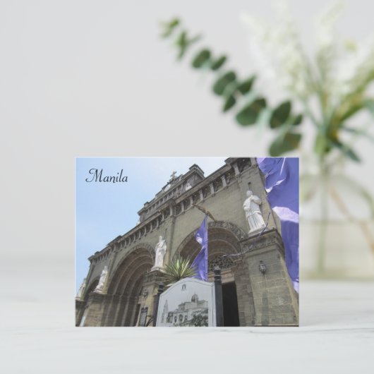 ingang manila cathedral briefkaart (Staand voorkant)