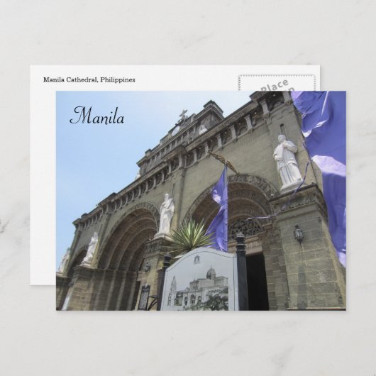 ingang manila cathedral briefkaart (Voorkant / Achterkant)