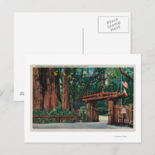 Ingang naar Big Trees Park, Santa Cruz County Briefkaart (Voorkant / Achterkant)