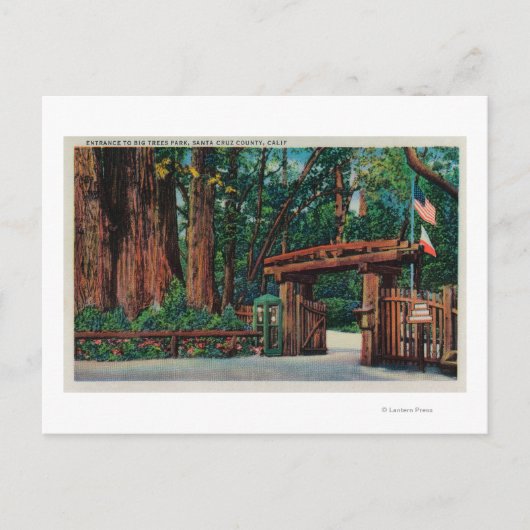 Ingang naar Big Trees Park, Santa Cruz County Briefkaart (Voorkant)