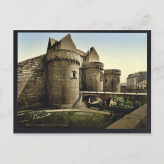 Ingang naar het kasteel, Nantes, Franse vintage Ph Briefkaart