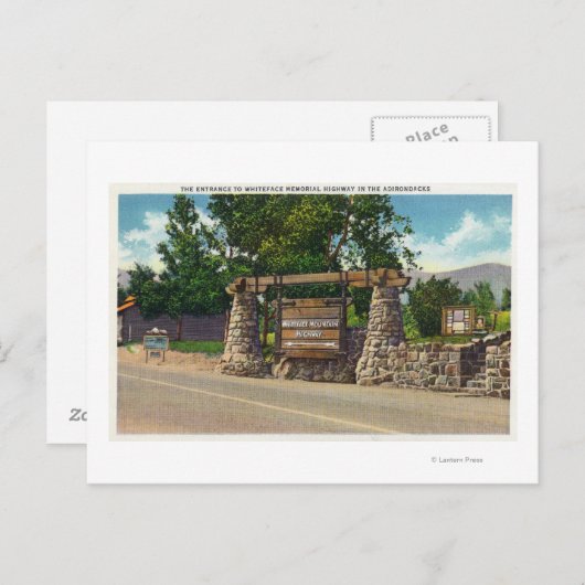 Ingang naar Whiteface Mt. Highway Briefkaart (Voorkant / Achterkant)