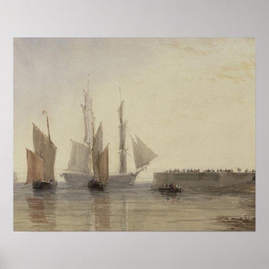 ingang van Calais Harbour, 1829 (m/c, pen & inkt); Poster (Voorkant)
