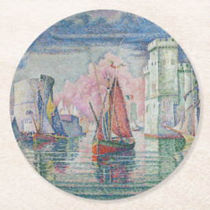 Ingang van de haven van La Rochelle, Paul Signac Ronde Kartonnen Onderzetter