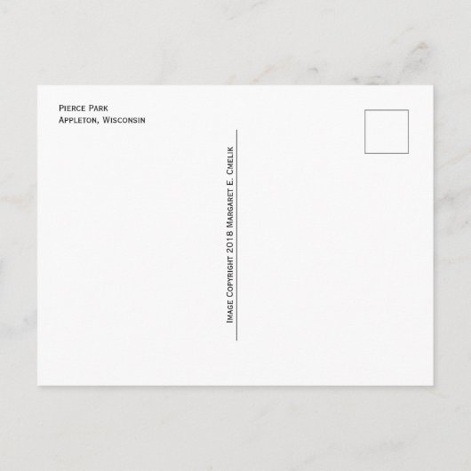 Ingangsteken, Pierce Park in de herfst, Appleton, Briefkaart (Achterkant)