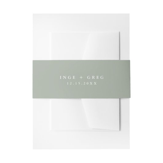 INGE Modern Minimalist Sage Green Wedding Invite Uitnodigingen Wikkel (Voorkant Voorbeeld)