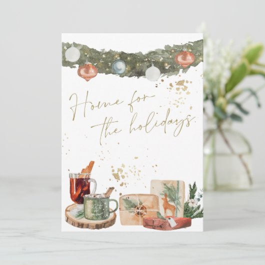 INGE Waterverf Warm Holiday Gifts Kerstmis Kaart (Staand voorkant)