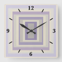 Ingebakken in krijt grijs lavendel geometrisch ont vierkante klok