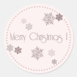 Ingebakken roze kerst snowflakes gekleurd ronde sticker