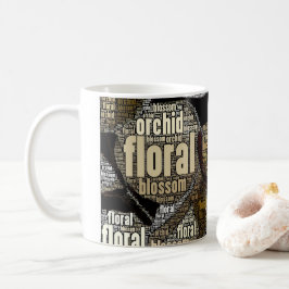 Ingebedde orchidee, bloesem, bloesem, typografie koffiemok