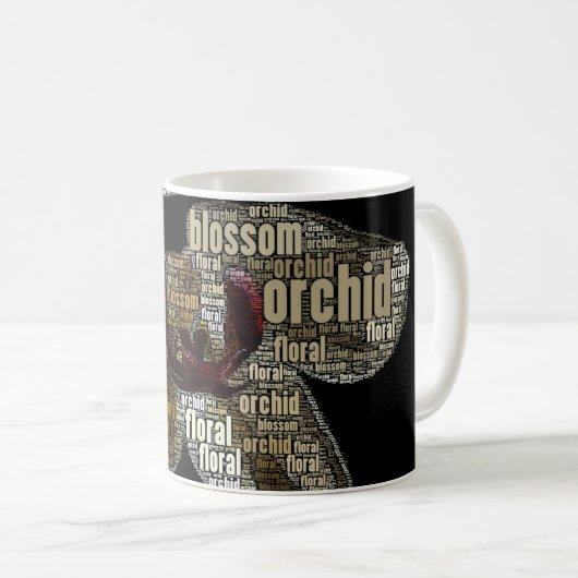 Ingebedde orchidee, bloesem, bloesem, typografie koffiemok (Voorkant rechts)