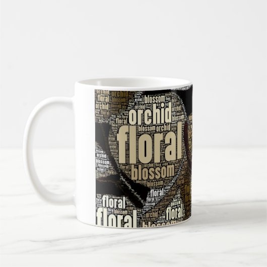 Ingebedde orchidee, bloesem, bloesem, typografie koffiemok (Links)