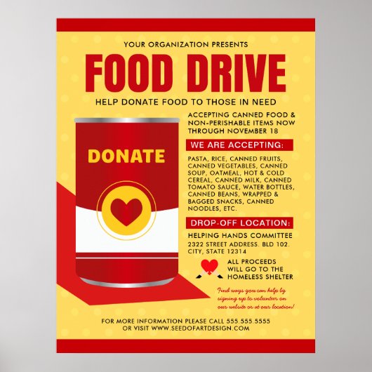 Ingeblikt Food Drive Charity Fundraiser Flyer Poster (Voorkant)