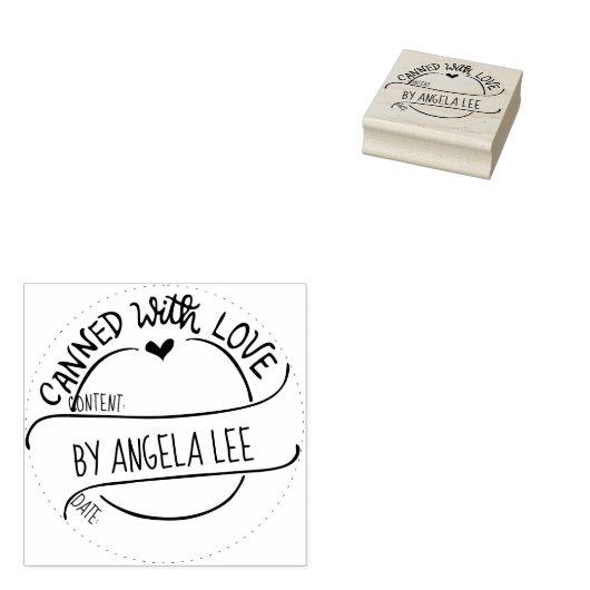 Ingeblikt met liefde - gepersonaliseerde rubberen  rubberstempel (Gestempeld)