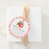 Ingeblikt met liefde tomaat met geruit patroon bedankjes labels (In situ)