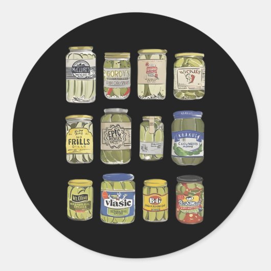 Ingeblikte augurken Inblikken Seizoen Pickle Jar Ronde Sticker (Voorkant)