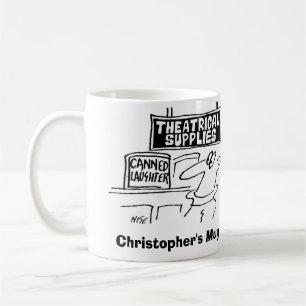 Ingeblikte Gelach in Theatershop. Voeg Naam Toe. Koffiemok