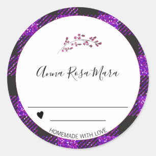 ** Ingeblikte Jelly Buffalo Gingham Heart. AP30 Ronde Sticker