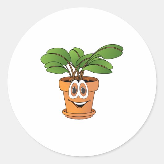 Ingeblikte Plant Cartoon Ronde Sticker (Voorkant)