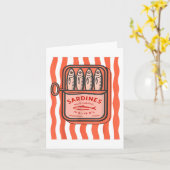 Ingeblikte Sardine Zomervis Retro Graphic voor Her Kaart (Gele Bloem)