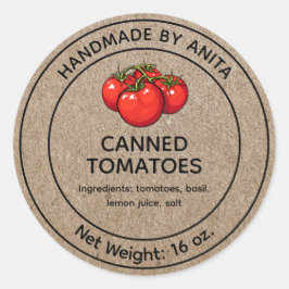 Ingeblikte Tomaten Jar Label Kraft Papier Stijl