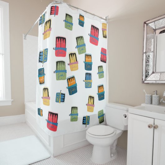 Ingeblikte vis douchegordijn (In situ)