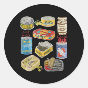 Ingeblikte Vis Sardines Shirt Tomaat Meisje Zomer Ronde Sticker