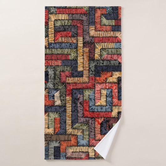 Ingeborduurd naadloos geometrisch patroon. Etnisch Badhanddoek (Badhanddoek)