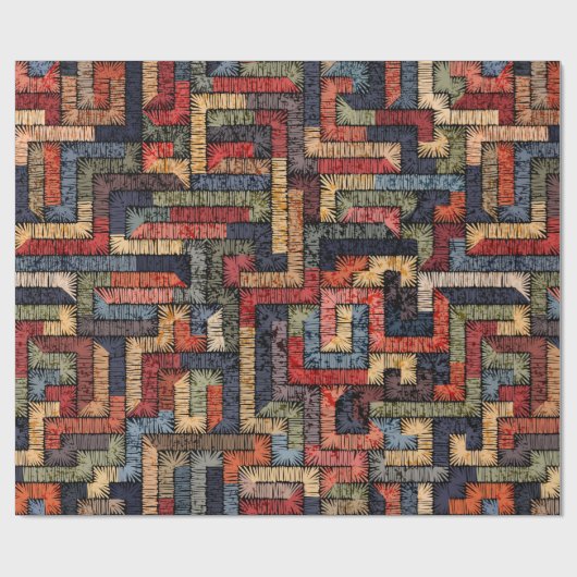 Ingeborduurd naadloos geometrisch patroon. Etnisch Cadeaupapier (Vlak)