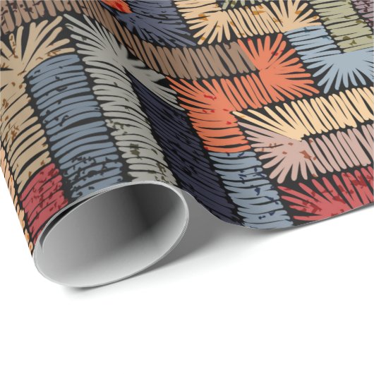 Ingeborduurd naadloos geometrisch patroon. Etnisch Cadeaupapier (Rol Hoek)