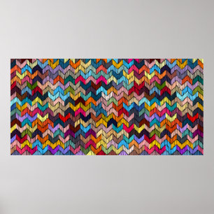 Ingeborduurd naadloos geometrisch patroon. Ornamen Poster