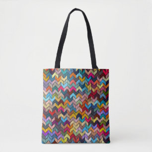 Ingeborduurd naadloos geometrisch patroon. Ornamen Tote Bag