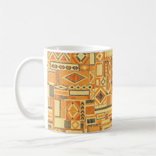 Ingeborduurd naadloos patchwork-patroon. Bohemian Koffiemok